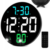 ZEGAR ŚCIENNY DUŻY BUDZIK ELEKTRONICZNY LED CYFROWY NOWOCZESNY 23 CM PILOT