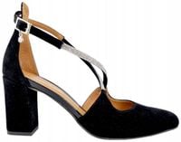 Prestige 2045/OBL czarne czółenka damskie słupek skóra eleganckie r.41