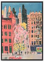 Plakat w ramie ilustracja nowy jork kamienice 21x30 cm w czarnej ramie