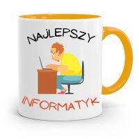 Kubek Żółty Informatyka Programisty Najlepszy Inf Z Nadrukiem Ze Zdjęciem