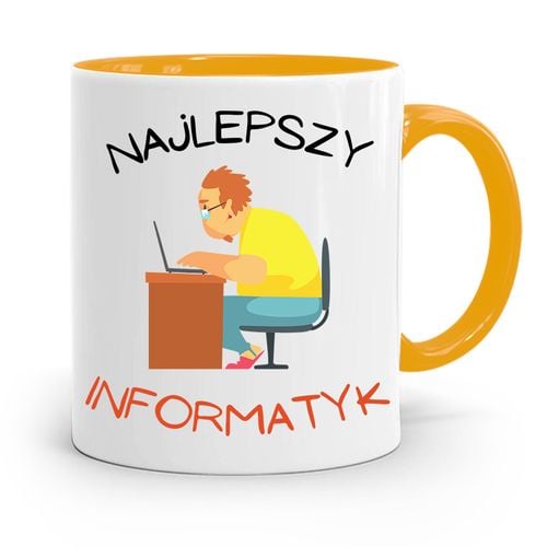 Kubek Żółty Informatyka Programisty Najlepszy Inf Z Nadrukiem Ze Zdjęciem na Arena.pl