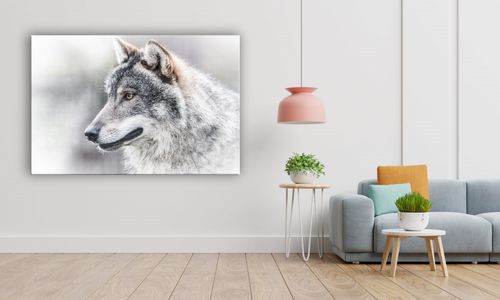 OBRAZ NA PŁÓTNIE 028 Głowa wilka 90x60cm na Arena.pl