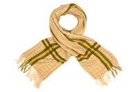 Beżowy Bawełniany duży szalik damski ciepły szal w kratę D08