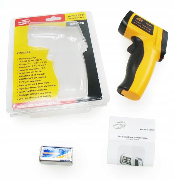 PIROMETR TERMOMETR LASEROWY BEZDOTYKOWY NA PODCZERWIEŃ EMISYJNOŚĆ -50+550°C zdjęcie 13