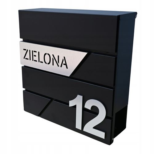 SKRZYNKA POCZTOWA NA LISTY Z ADRESEM NUMER DOMU WZORY DUŻA CZARNA RAL na Arena.pl