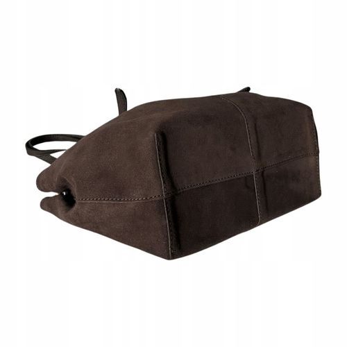 Czekoladowa torebka zamszowa shopper brąz SKÓRA ZAMSZ NATURALNY Vera Pelle na Arena.pl