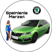 Opłatek na tort Skoda Auto Samochód Logo Bryka Urodziny 18 30 40 50 60