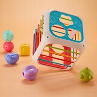 SORTER KLOCKÓW GUMKI ELASTYCZNA KOSTKA MONTESSORI SENSORYCZNA EDUKACYJNA