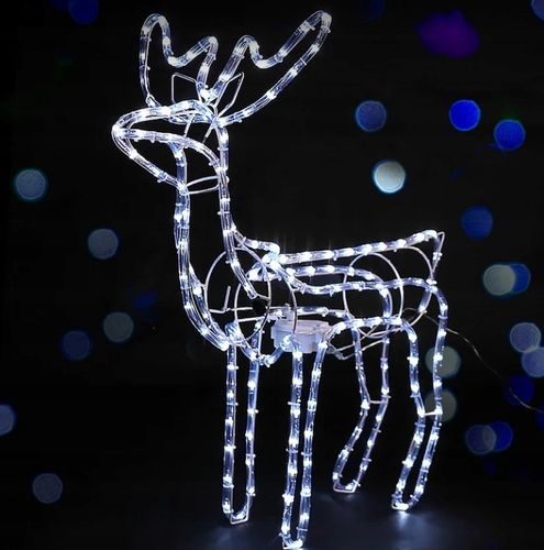 Ozdoba świąteczne RENIFER ŚWIECĄCY Z RUCHOMĄ GŁOWĄ BIAŁY Zimny ZEWNĘTRZNY na Arena.pl
