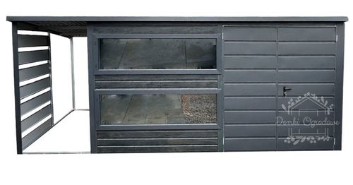 Schowek Domek Ogrodowy 4x2,5 m  wiata 1,2 x 2,5 m  Antracyt  ID532 na Arena.pl