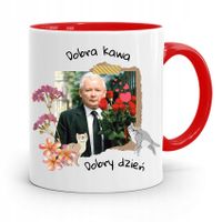 Kubek Czerwony Śmieszny Pis Jarosław Kaczyński Z Nadrukiem Ze Zdjęciem