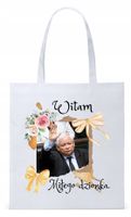 Śmieszny Pis Kaczyński Torba Eco Biała Shopper Z Nadrukiem Ze Zdjęciem