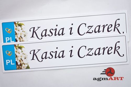 TABLICE ŚLUBNE weselne tablica na samochód IMIONA na Arena.pl