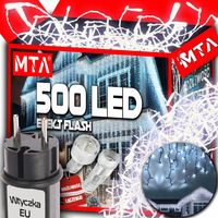 SOPLE FLASH 500 LED ZEWNĘTRZNE BIAŁE ZIMNE CHOINKOWE lampki z Flashem GRUBE