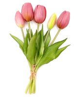 TULIPAN SILIKONOWY SZTUCZNE TULIPANY BUKIET 5 sztuk 25 cm RÓŻOWE