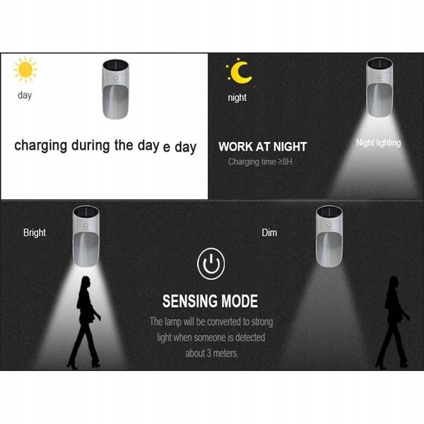 Lampa kinkiet zewnętrzny solarny LED czarny/szary zdjęcie 8