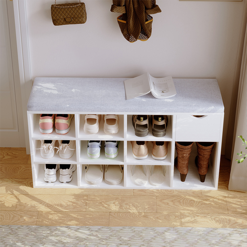 SZAFKA NA BUTY Z SIEDZISKIEM LOFT BIAŁA ŁAWKA PRZEDPOKÓJ NOWOCZESNA 100CM na Arena.pl