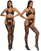 STRIPPANTY RAJSTOPY JAK POŃCZOCHY SZEROKIE KORONKI Z PODWIĄZKAMI I PASEM