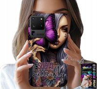 ETUI DO SAMSUNG GALAXY S20 Ultra - ANTI SOCIAL RÓŻOWY MOTYL + FOLIA