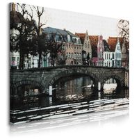 Obraz Ścienny Do Salonu Brugia Belgia Most Abstrakcja Miasto 30cm x 20cm