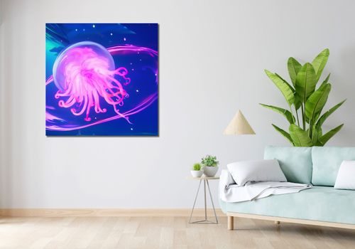Obraz 100x100cm Neonowa Meduza na Arena.pl
