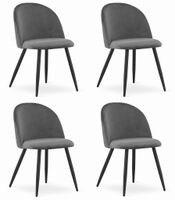 Komplet 4 krzeseł BELLO tapicerowane aksamit ciemnoszary jadalnia kuchnia