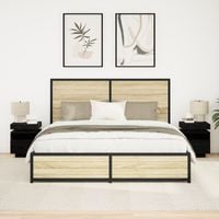 Szafka nocna  z oświetleniem LED 2 szt czarne dębowe 40x39x48,5 cm