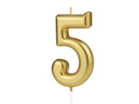 Świeczka urodzinowa cyfra "5", złota