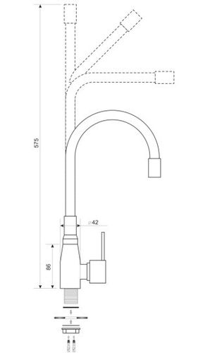 Zlewozmywak jednokomorowy z ociekaczem ADAL grafit z lewym ociekaczem + bateria flex LAVO na Arena.pl