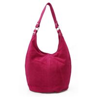 VERA PELLE torebka skórzana zamszowa worek na ramię V058 fuksja