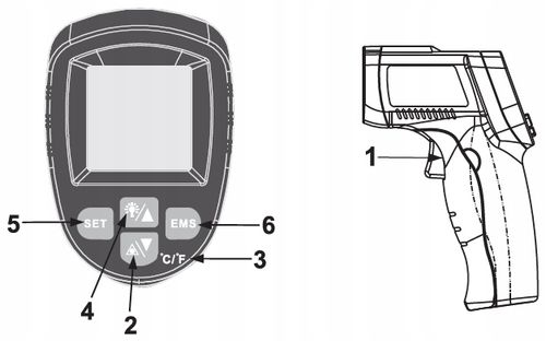 PIROMETR TERMOMETR LASEROWY BEZDOTYKOWY NA PODCZERWIEŃ EMISYJNOŚĆ -50+550°C na Arena.pl