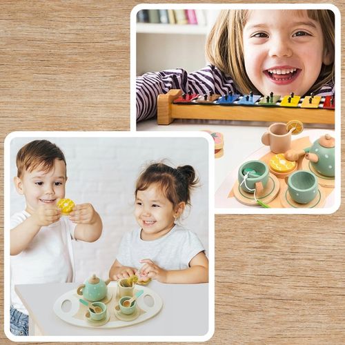 ZESTAW DO HERBATY KAWY DLA DZIECI DREWNIANY SERWIS KAWOWY DO ZABAWY PREZENT na Arena.pl