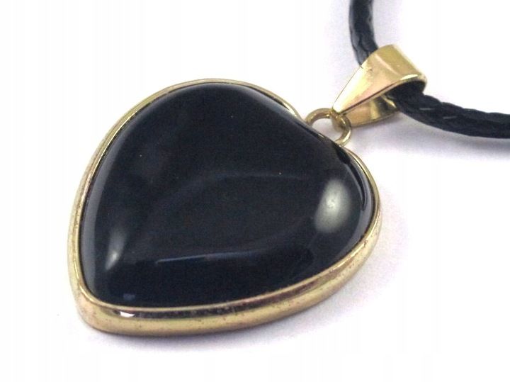 WISIOREK kamień ONYKS CZARNY serce 25mm [W1073] zdjęcie 1