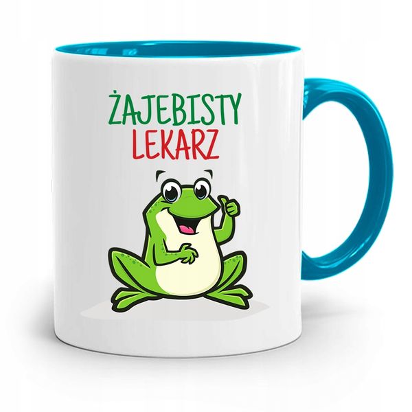 Kubek Błękitny Dla Doktora Żajebisty Lekarz Z Nadrukiem Ze Zdjęciem zdjęcie 1