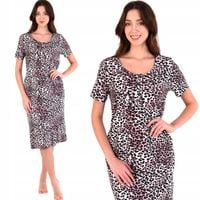 Piżama damska koszula nocna z krótkim rękawem za kolano w panterkę 2XL