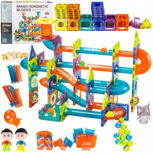 ZESTAW KLOCKI MAGNETYCZNE KONSTRUKCYJNE UKŁADANKA TOR ZAMEK FIGURKI 268 EL na Arena.pl