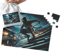 PUZZLE - NINJA WZORY Z BAJEK I GIER PREZENT DLA DZIECI 110EL + WORECZEK