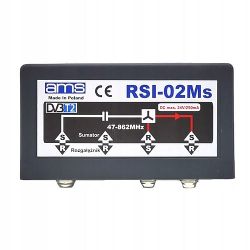 Rozgałęźnik do 2 TV sumator antenowy DVB-T2 zewnętrzny RSI-02Ms AMS na Arena.pl