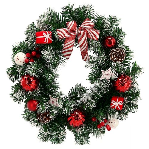 WIANEK ZIMOWY NA DRZWI WIENIEC ŚWIĄTECZNY STROIK GIRLANDA 40 cm DEKORACJA na Arena.pl