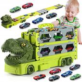 CIĘŻARÓWKA DINOZAUR TIR AUTO LAWETA AUTKA TOR SAMOCHODOWY 7W1 DUŻY 1.7M
