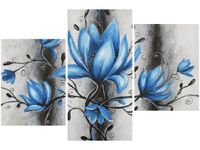 OBRAZ STALOWE MAGNOLIE KWIATY NIEBIESKIE