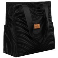 duży shopper damski z poliestru w czarnym kolorze pokryty falistym wzorem
