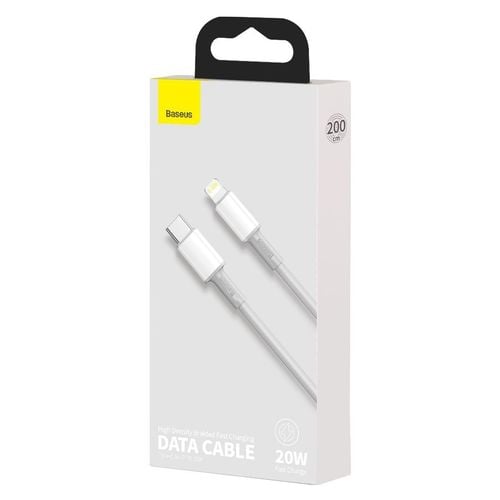 kabel usb-c do lightning baseus high density braided, 20w, pd, 2m (biały) na Arena.pl