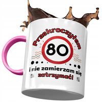Kubek Różowy Na Urodziny 80 80Te 80-Te Prezent Z Nadrukiem Ze Zdjęciem