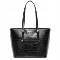 Torebka Damska Shopper Na Ramię PUCCINI Duża Mieści A4 Czarna BML054D-1