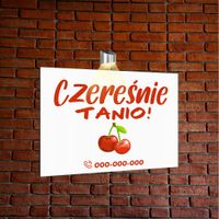 nadruk UV TABLICZKA reklamowa z lampą SZYLD dibond 40x30 CZEREŚNIE SPRZEDAŻ