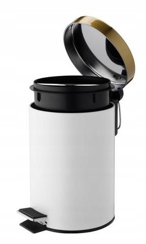 Kosz na śmieci łazienkowy 3L INSTILO biały ze złotą pokrywą na Arena.pl