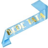 Będę Tatą - błękitna szarfa ze złotym nadrukiem