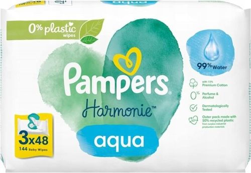 Pampers Harmonie Aqua - Delikatne Chusteczki Nawilżane dla Dzieci 3 x 48szt na Arena.pl