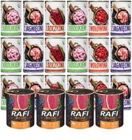 MOKRA KARMA DLA PSA 24 x 400g. RAFI + TUF TUF MIX SMAKÓW 9,6 kg W PUSZCE